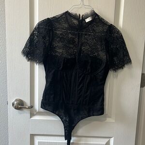 Astr corset style bottom, lace top body suit.